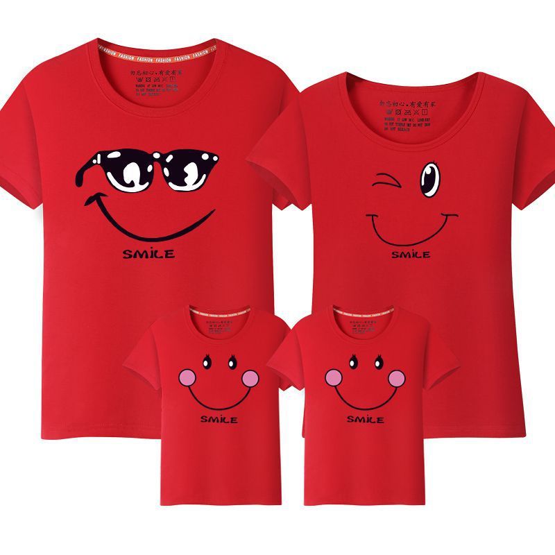 Cartoon Cotton T-shirt Family Of Three Family Short-sleeved Mother And Daughter
