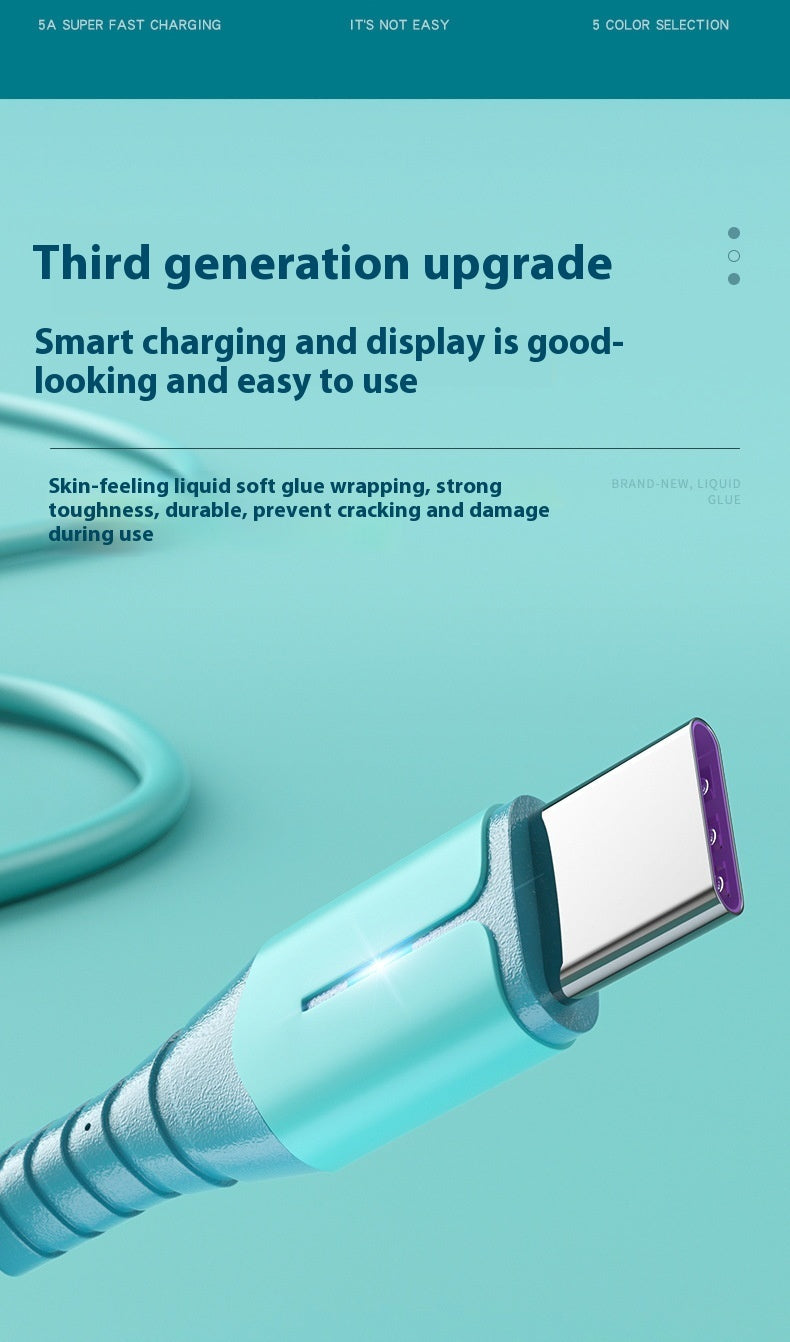 The Fast Charging Data Cable Is Suitable For Mobile Phone Liquid Silicone Charging Cable With Light