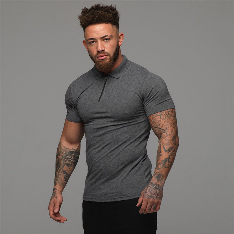 Men's Slim Fit Short Sleeve Polo Breathable Cotton Shirt