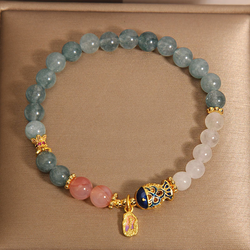 Women's Crystal Goldfish Bracelet in Blue Jade Finish