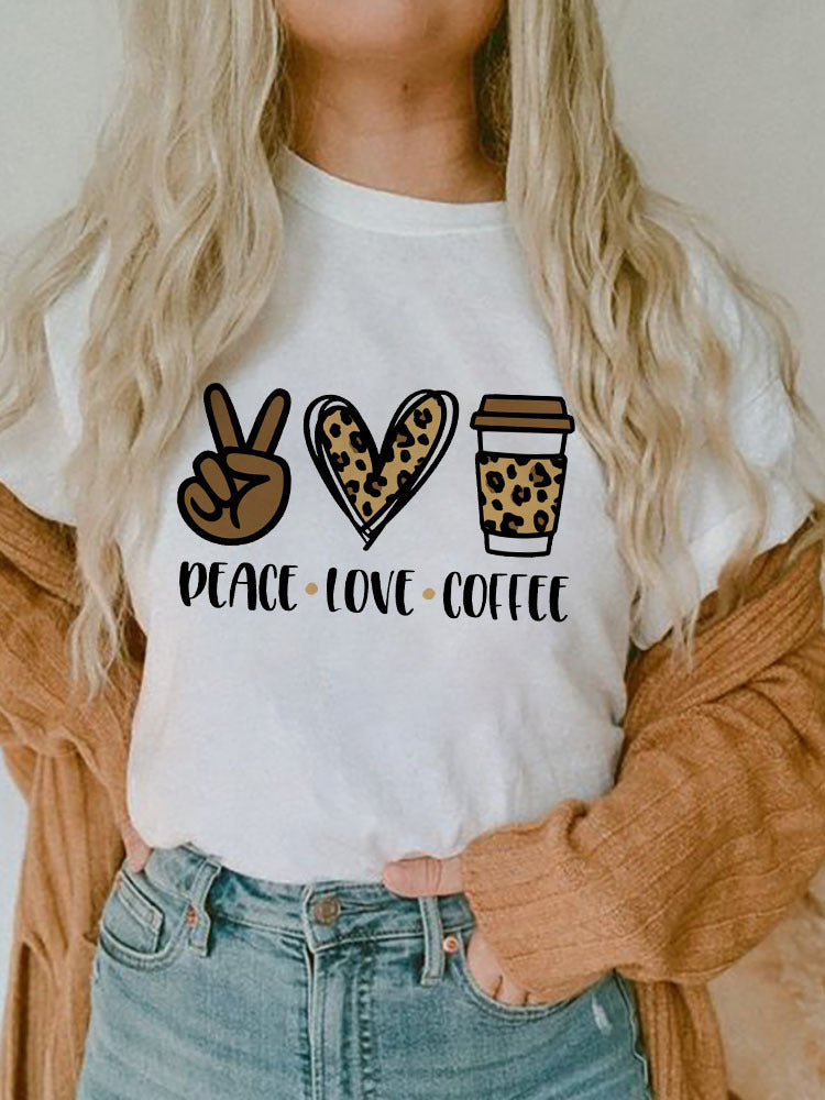 Women's Short-sleeved T-shirt Fashion Printed E Bottoming Shirt