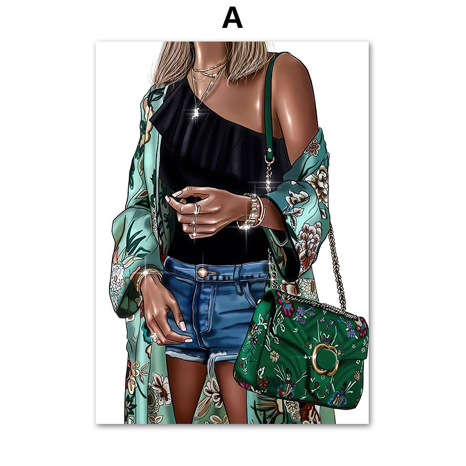 Fashion Wall Art – Schoolbag, High Heels & Lipstick Nordic Canvas Poster Decoration