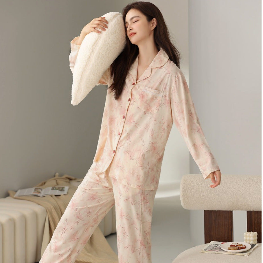 Unisex Modal Velvet Long Sleeve Cardigan Homewear Set