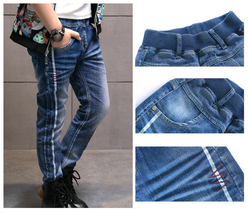 Kids Regular Fit Cotton Casual Pants Straight Leg Trousers