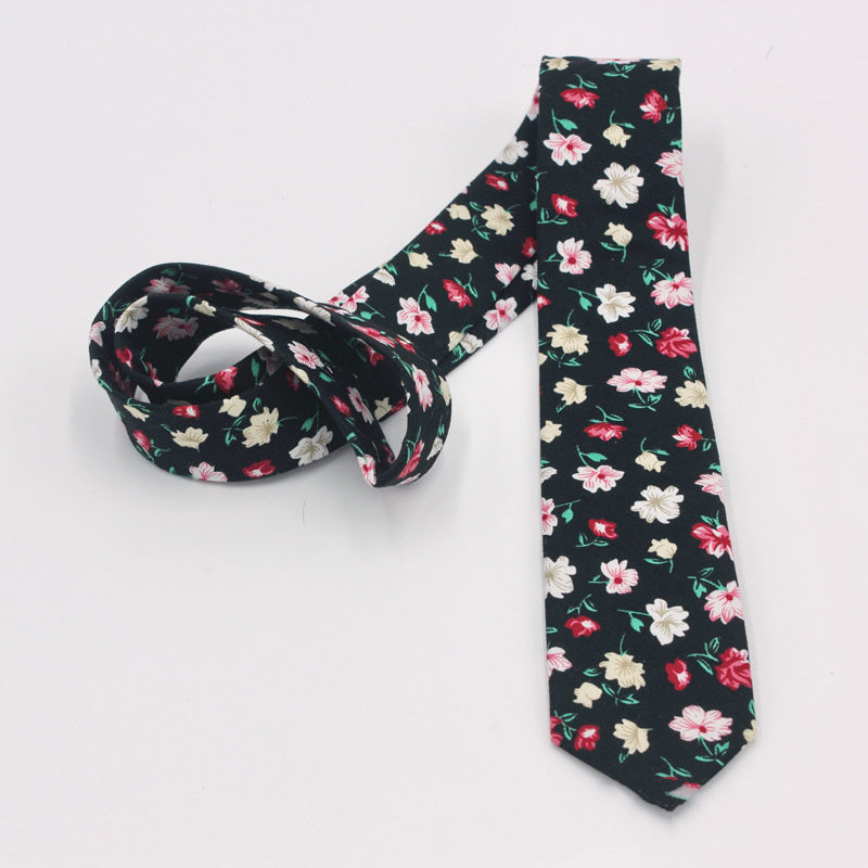 Men’s Printed Cotton Pocket Handkerchief with Floral Tie