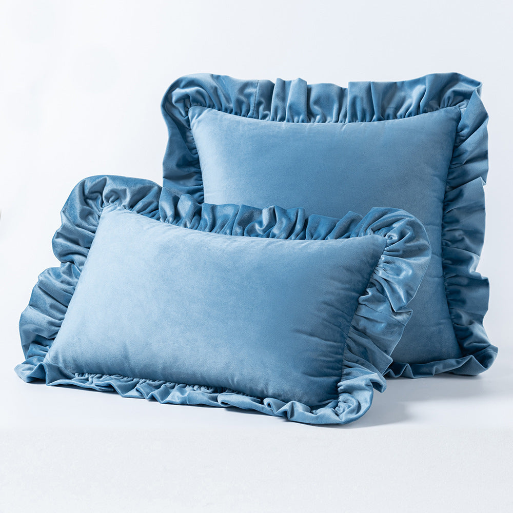 Nordic Velvet Lace Throw Pillows With Upholstered Living Room Sofa