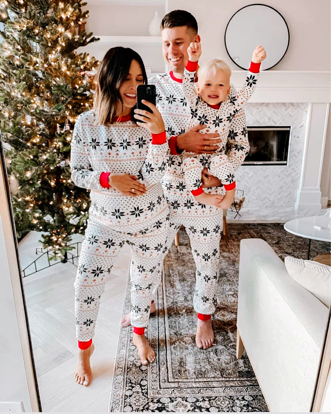 Christmas Print Parent-child Home Service Suit