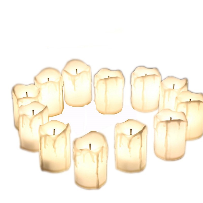 LED Tealight Candles Dripping Wax Effect Flameless Decorative Candle for Wedding and Christmas