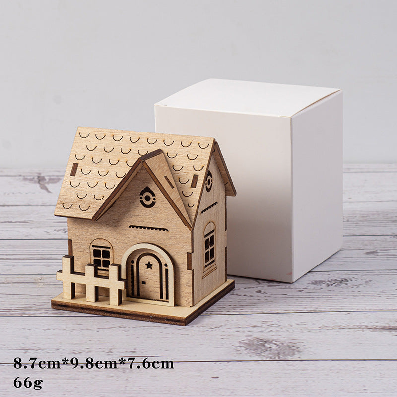Christmas Wooden Luminous Cabin Holiday Ornaments