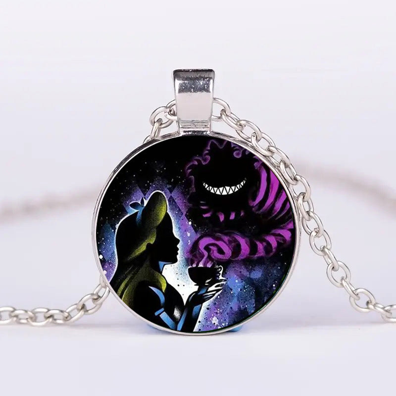 Halloween Pumpkin Ghost Bat Necklace – Round Clavicle Pendant Jewelry for Men and Women