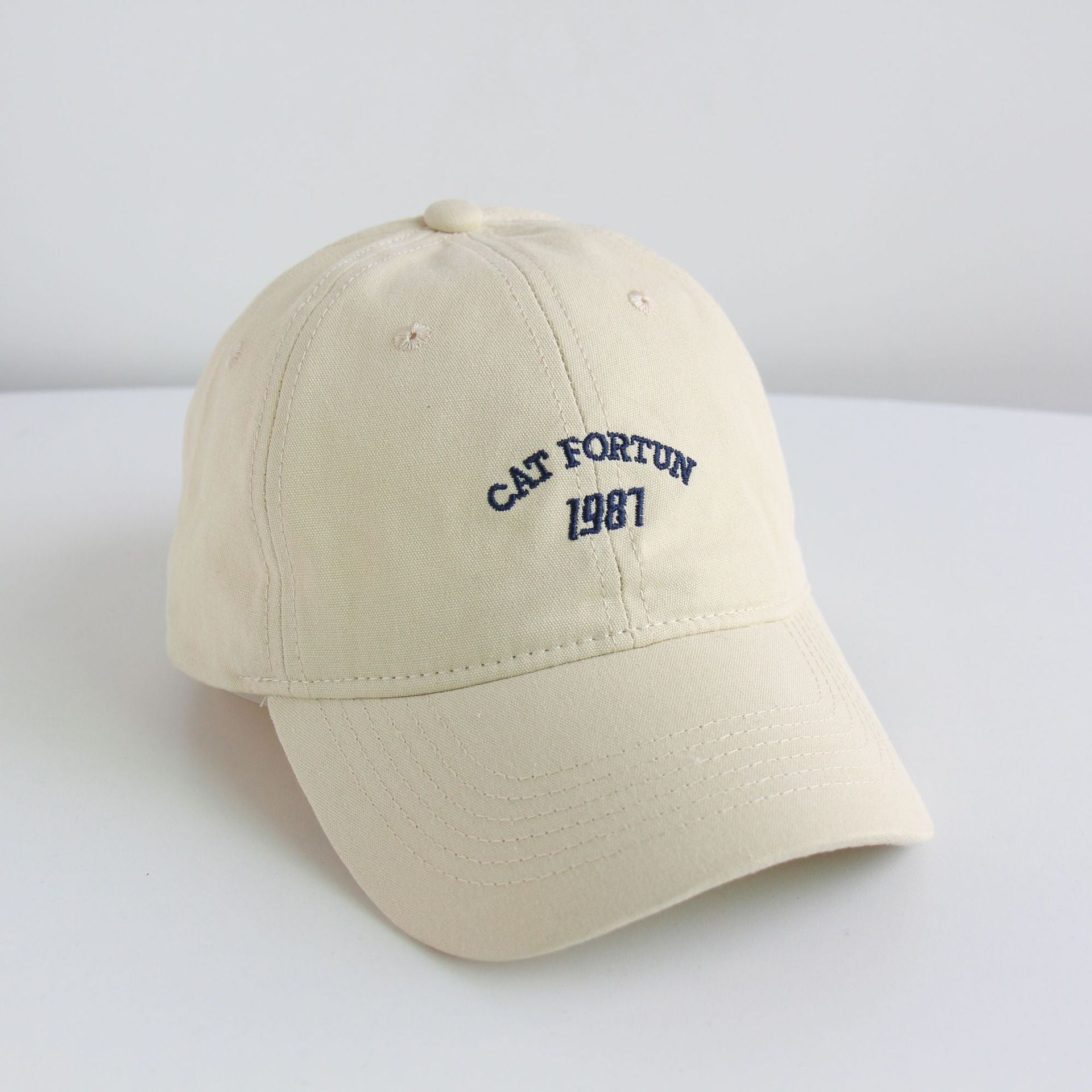 Washed Distressed Letters Embroidery Peaked Cap
