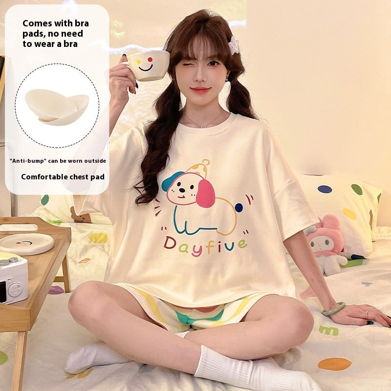 Cartoon Cute Loungewear Can Be Worn Outside With Chest Pad