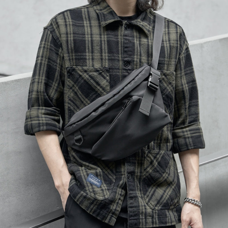 Men's Japanese Style Solid Color Chest Bag Oxford Fabric