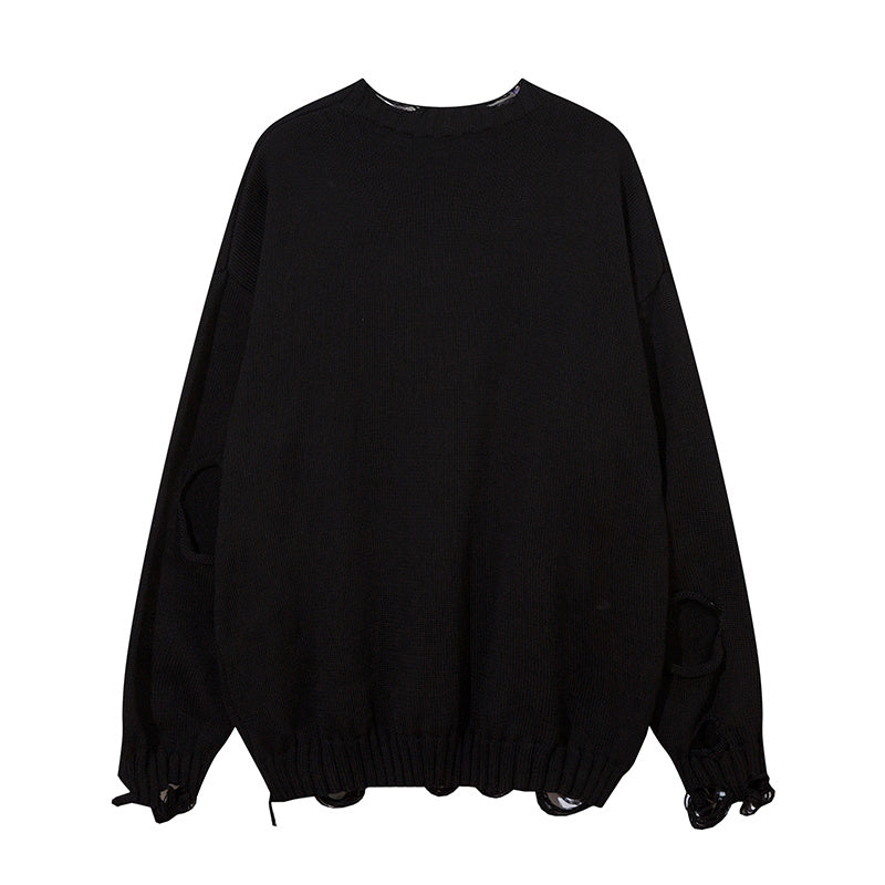 Solid Color Ripped Pullover For Men