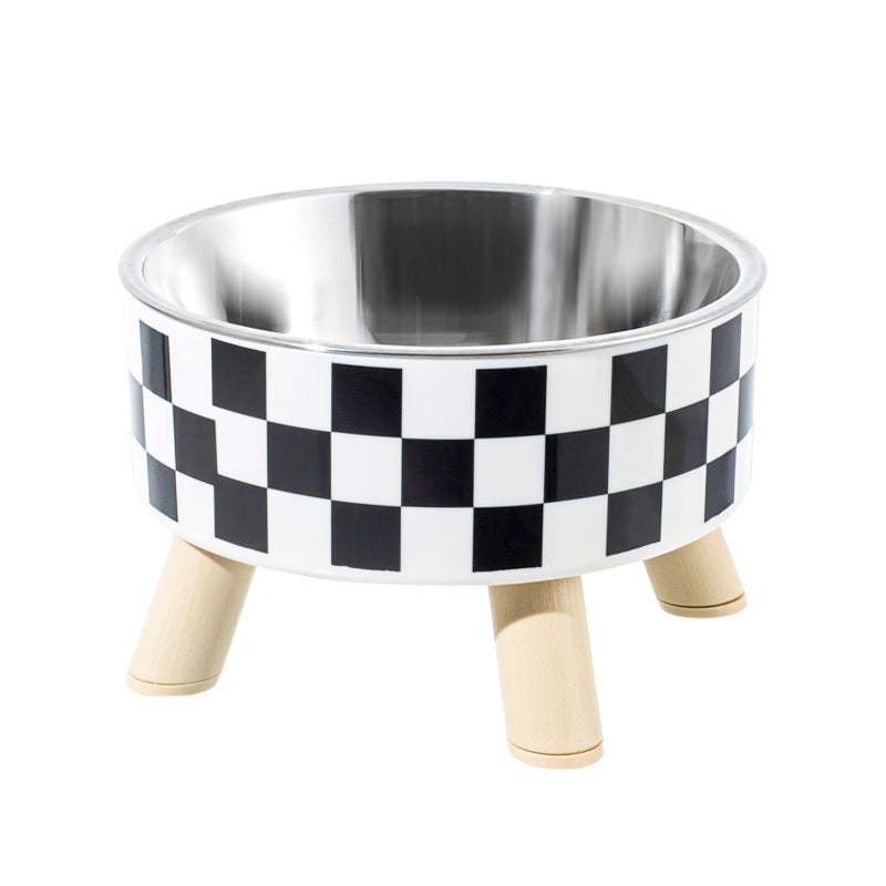 Pet Stainless Steel Tall Bowl Cervical Support Pet Bowl Cat Tableware Rice Bowl Non-slip Anti-tumble Large Capacity
