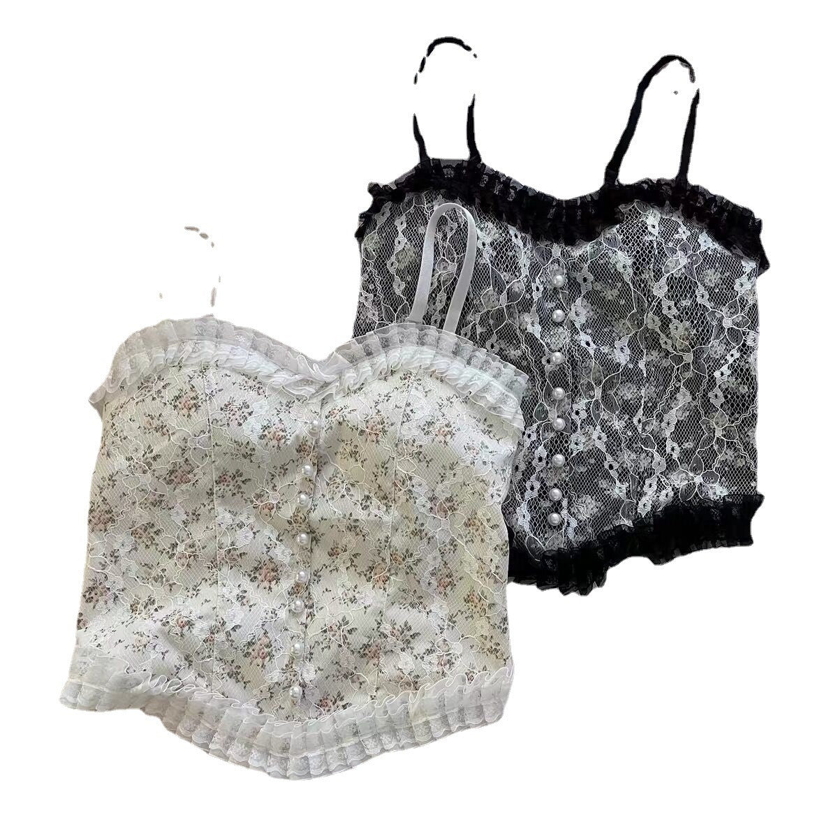 Women's Lace Sling Vest with Chest Pad – Elegant Cami Top