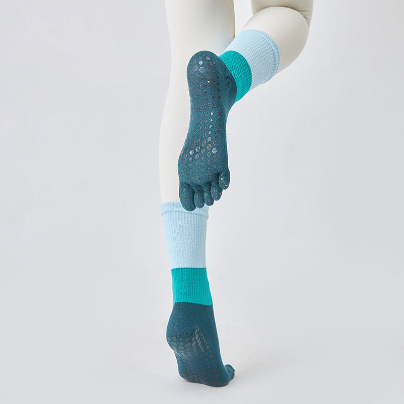 Women’s Non-Slip Yoga Socks High Tube with Rubber Band 3 Colors