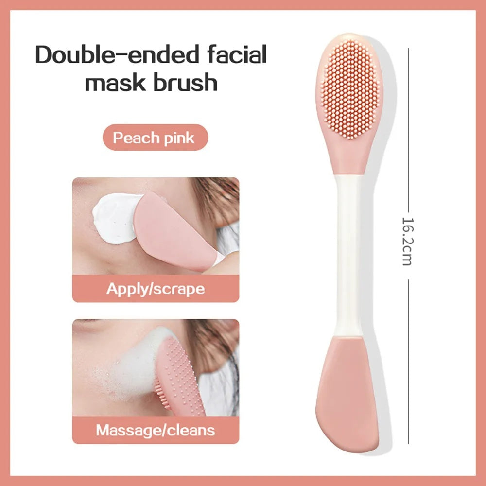 Double Head Silicone Facial Mask Brush – Massage, Mud Scraper & Skincare Tool
