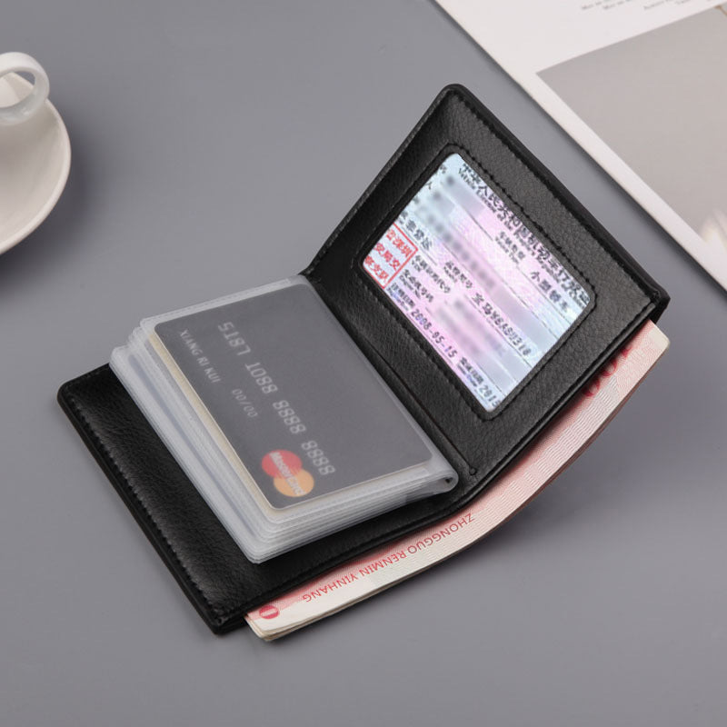 Men's Slim PU Leather Wallet Solid Card Holder With Slots