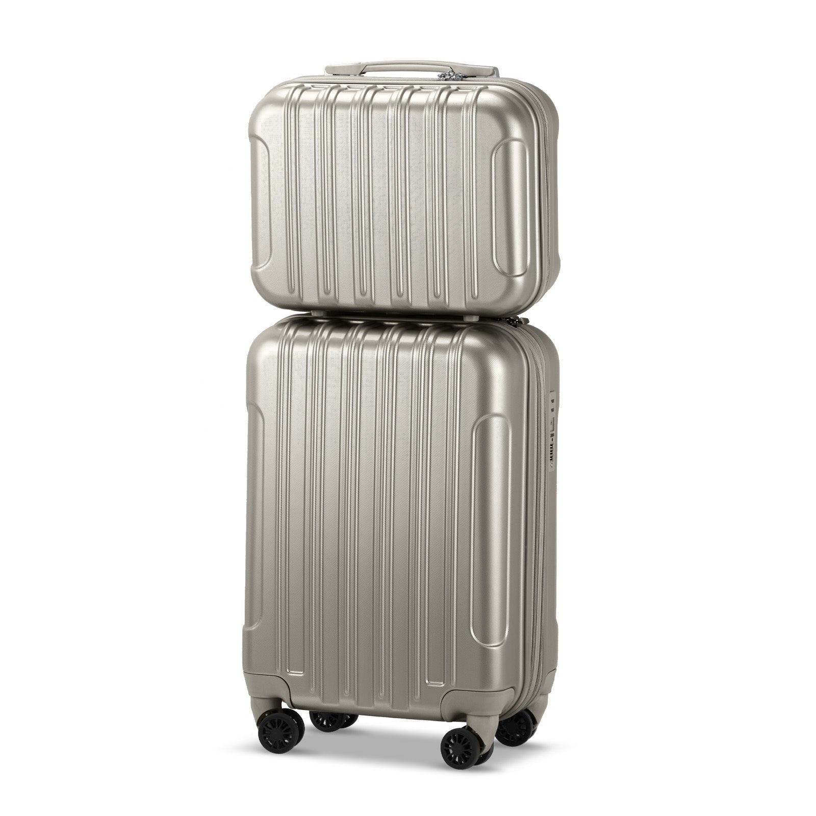 Unisex Vertical Pattern Expandable Luggage Polycarbonate ABS