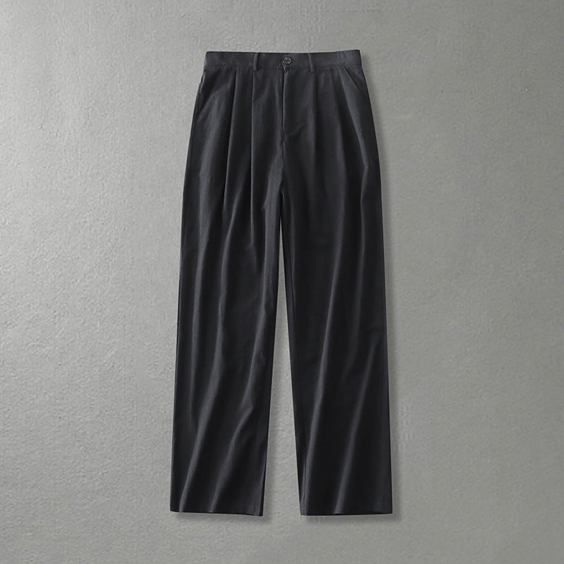 Men’s Autumn Cotton Linen Pants – Loose Straight Casual Trousers