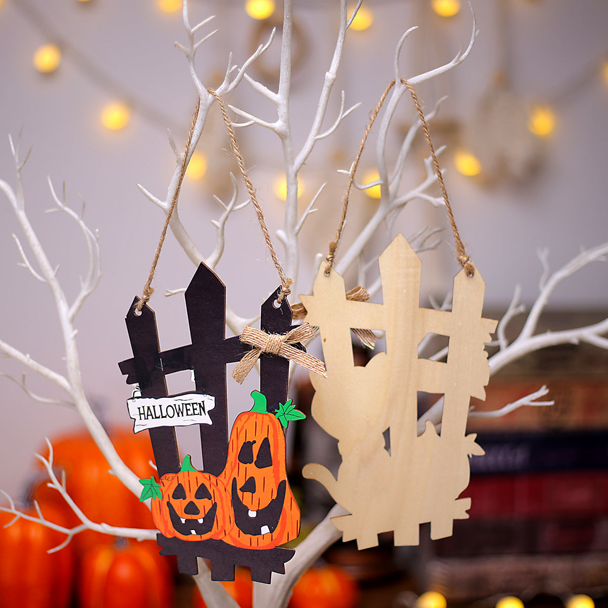 Halloween Black Cat Fence Door Decorations Hanging