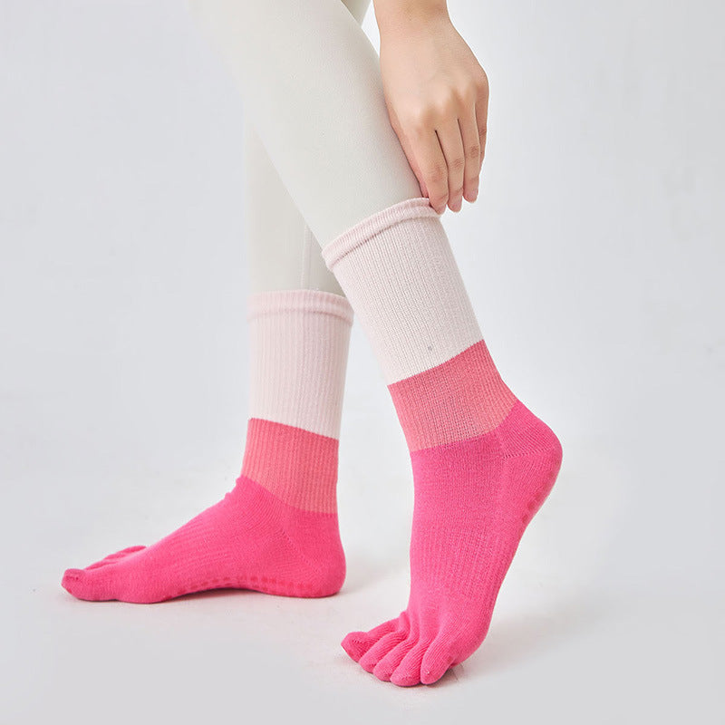 Women’s Non-Slip Yoga Socks High Tube with Rubber Band 3 Colors