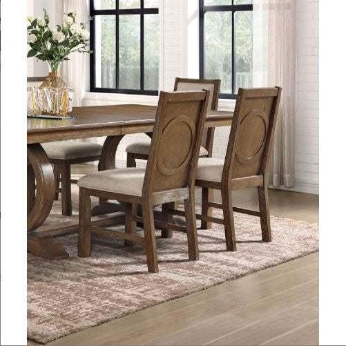 2 Oak Solid Wood Beige Fabric Restaurant Furniture Chairs