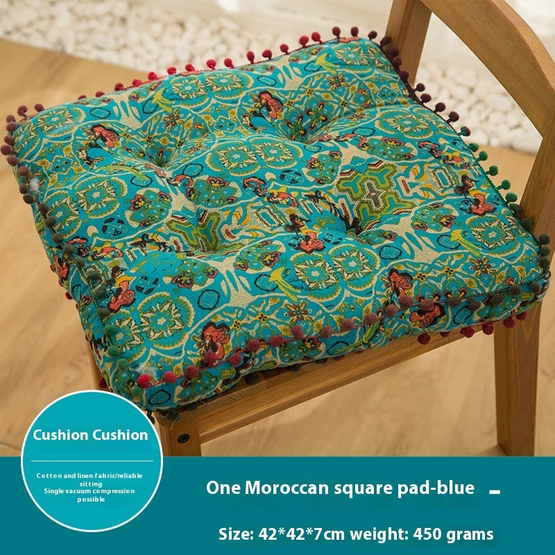 Cotton And Linen Fabric Floor Cushion Large Thickened Square Seat Cushion