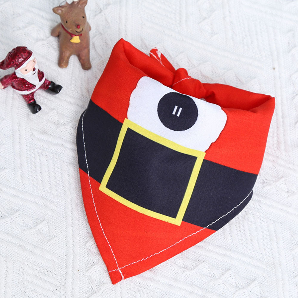 Christmas Cotton Print Pet Dress Triangle Scarf