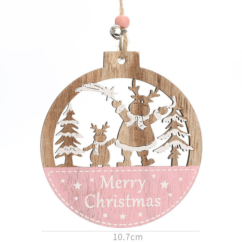 Christmas Tree Decoration Wooden Five-pointed Star Pendant
