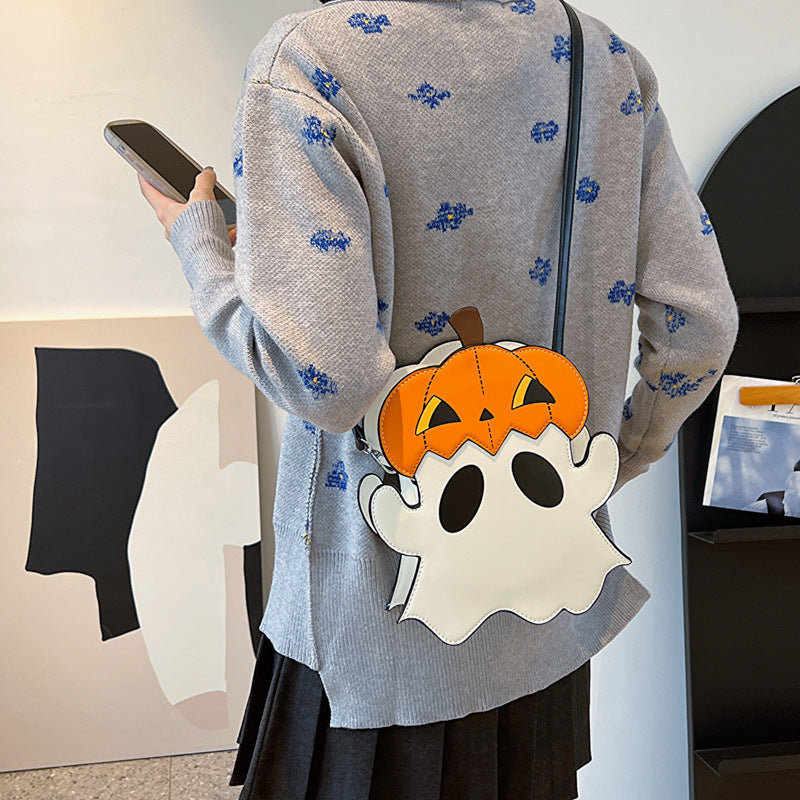 Halloween 3D Cartoon Pumpkin Ghost Bag – Creative Crossbody Shoulder Purse
