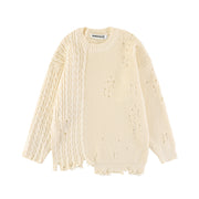 Ripped Solid Color Pullover Sweater Men