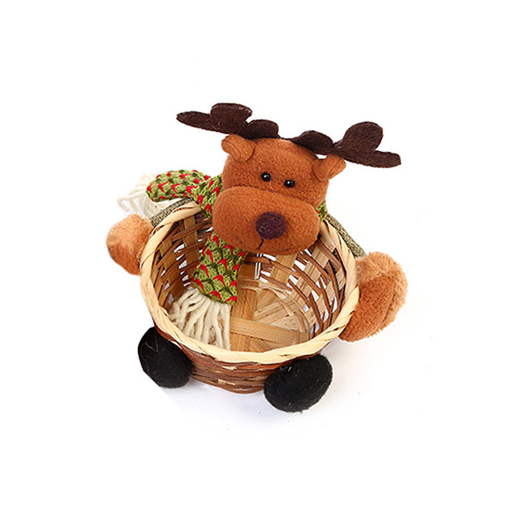 Christmas Decoration Home Storage Basket Santa Snowman Elk Candy Basket