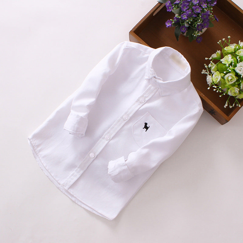 Kids Cotton Long Sleeve Shirt Casual Top Blue White Pink