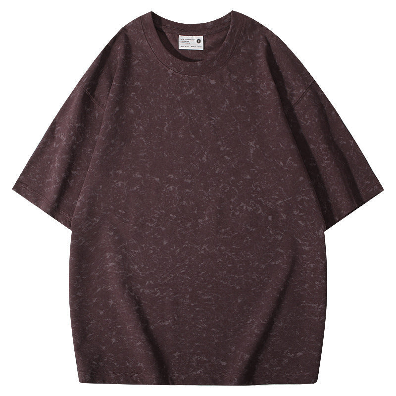 Unisex Batik Cotton Loose Fit T Shirt Distressed Round Neck