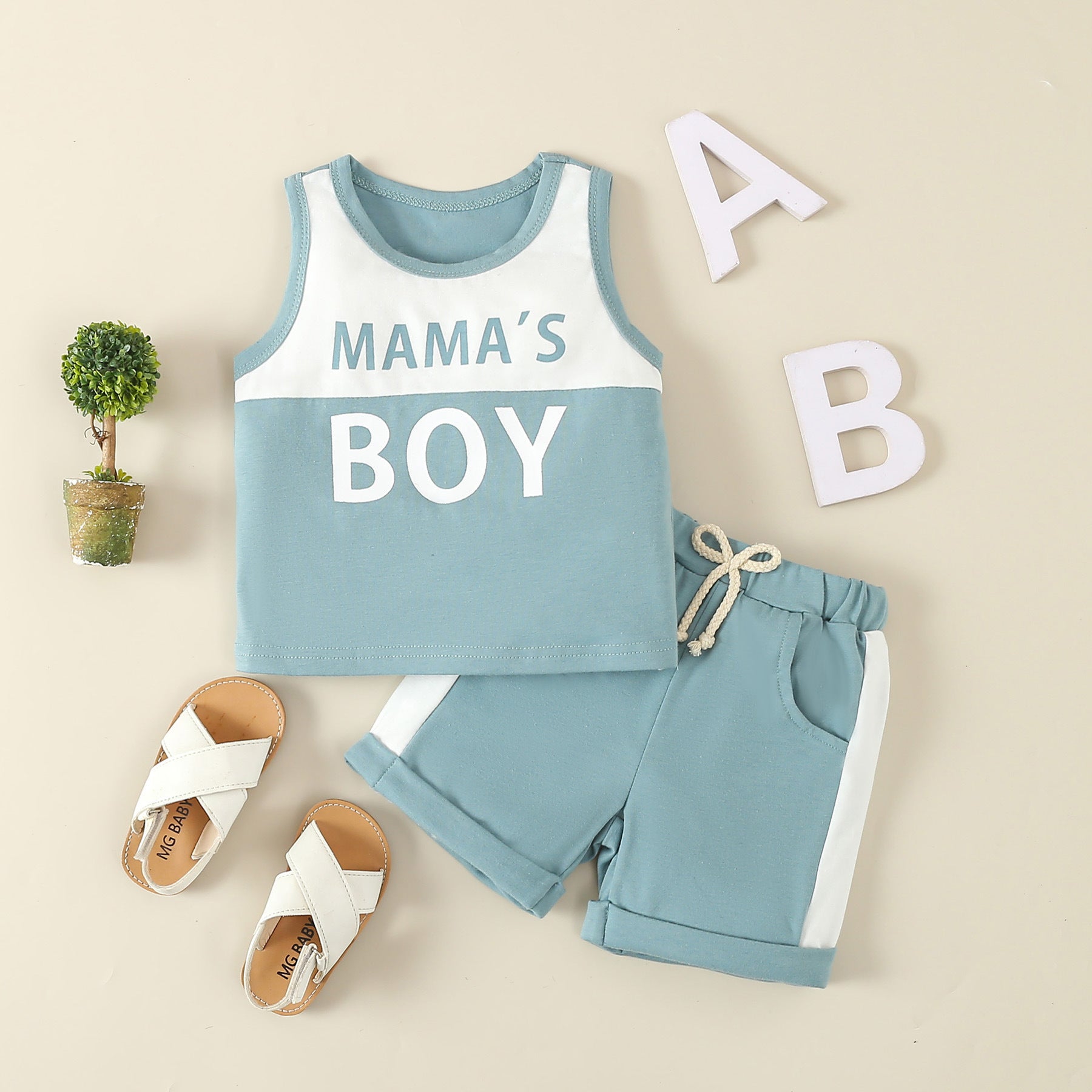 New Sleeveless Letter Vest Shorts Two-piece Set