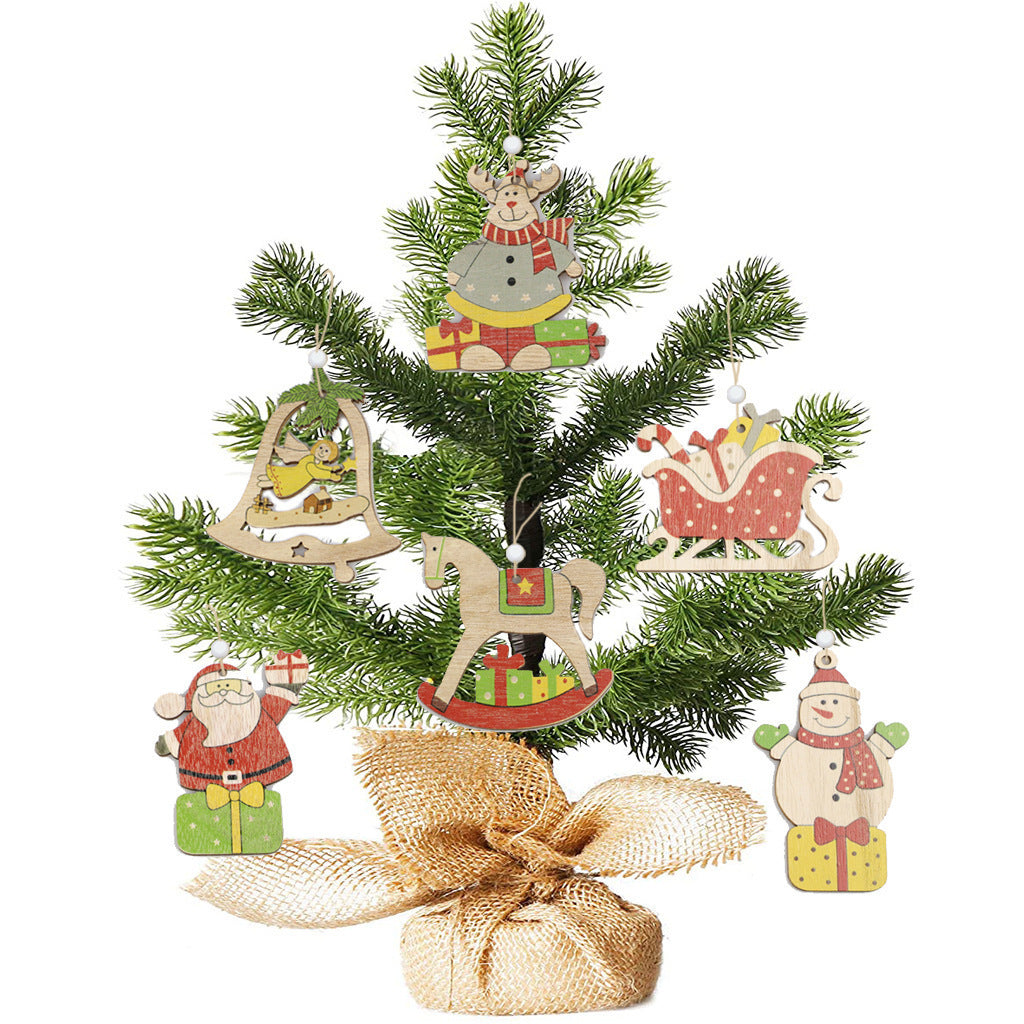 Wooden Christmas Tree Hanging Pendant Set