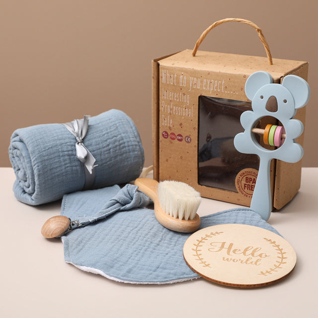 Unisex Baby Soft Cotton Swaddle Wrap And Bath Toy Set