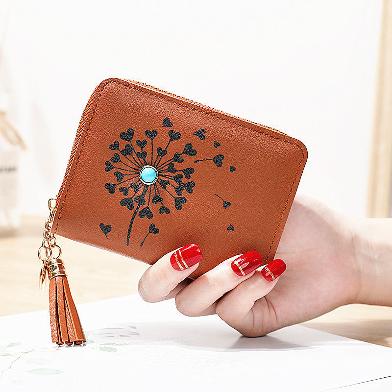 Simple PU Leather Zipper Multiple Card Slots Mini Short Women's Wallet