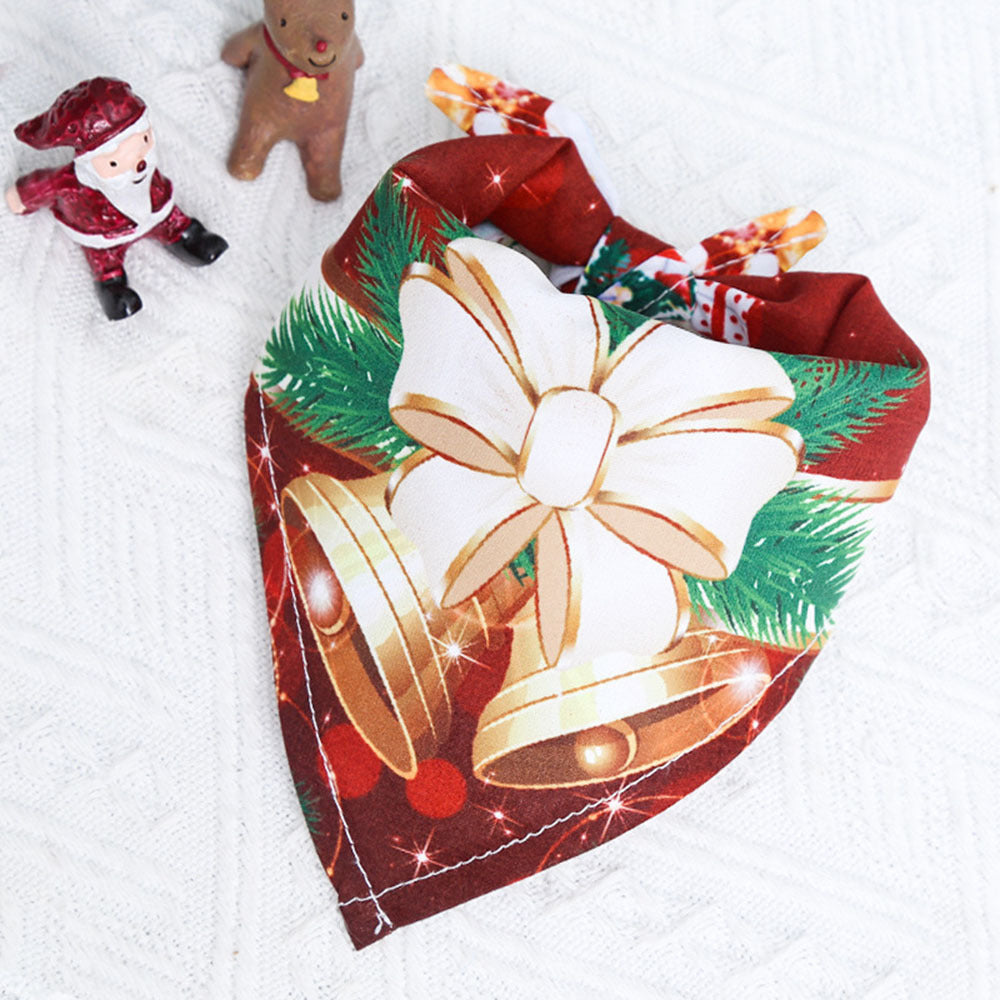 Christmas Cotton Print Pet Dress Triangle Scarf