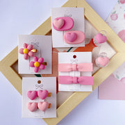 Flower Peach Heart Side Clip Bow