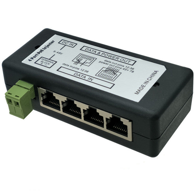 4-Port Centralized TV PoE Box – 4Ch DC Syringe Hub for CCTV & Surveillance Systems
