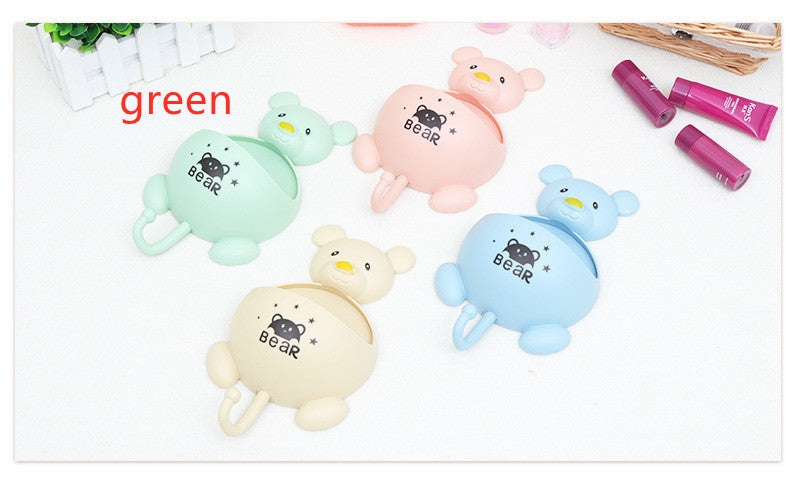 Bear Toothbrush Holder with Wall-Mounted Soap Dish – Cute Bathroom Organizer
