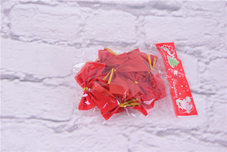6cm Red Simple Small Flocking Christmas Bow