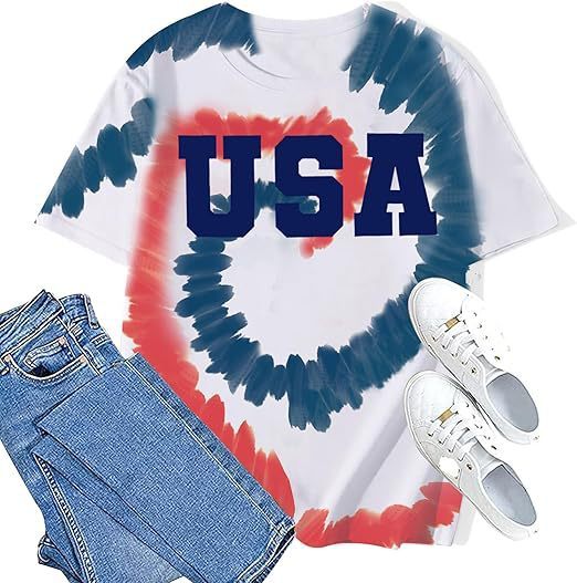 3D Digital Printing American Flag Women T-shirt