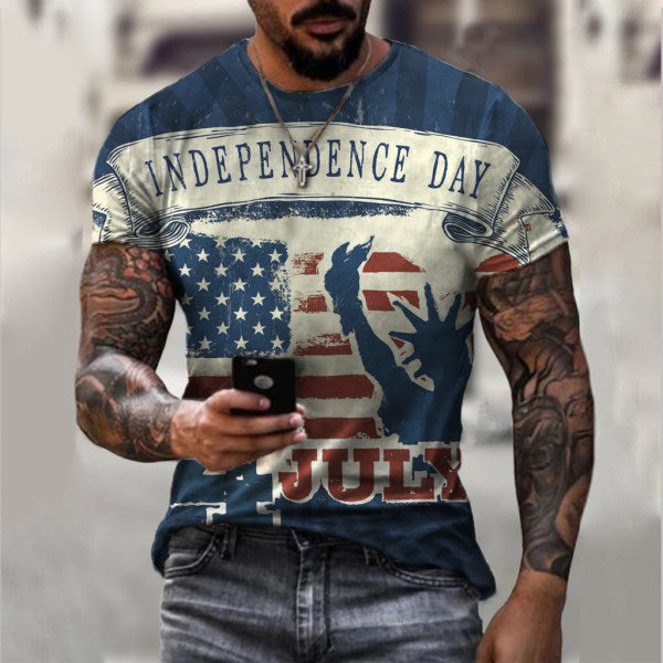 Men's Sports Round Neck Slim Youth Printed T-shirt