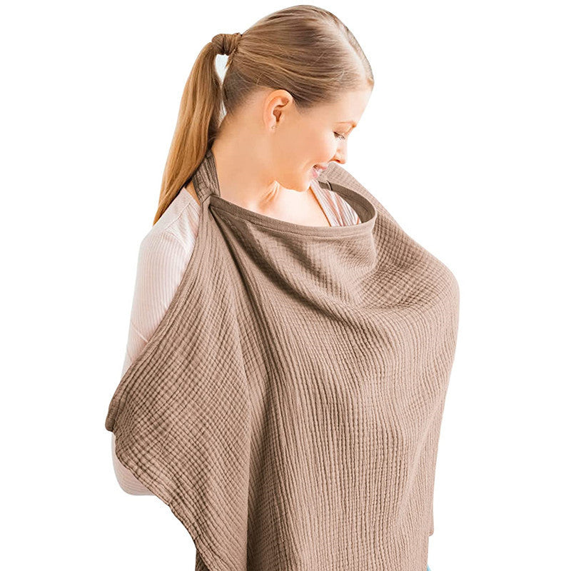 Muslin Nursing Cover – Breathable Cotton Breastfeeding Apron with Rigid Hoop & Multi-Use Canopy