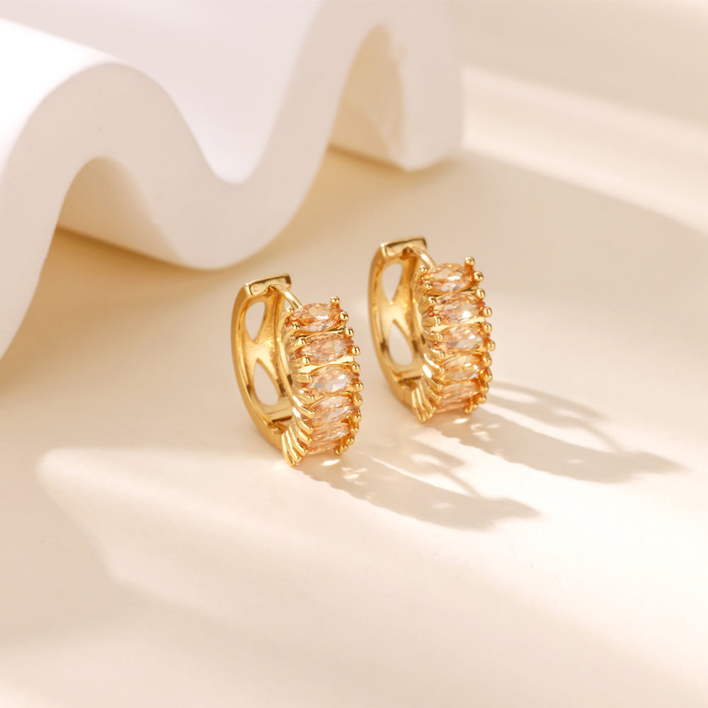 Exquisite Geometric Inlaid Zircon Earrings