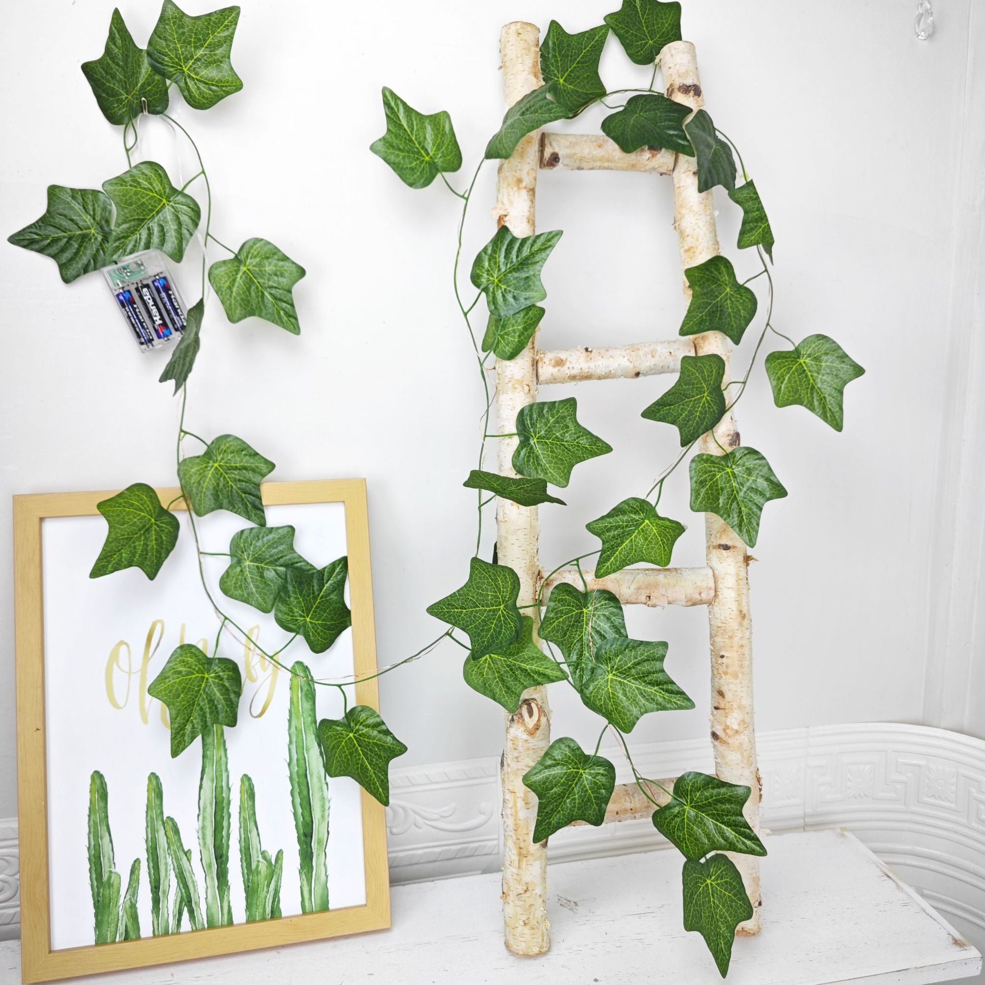 LED Green Leaf Copper Wire Lighting Chain Indoor Room Decoration